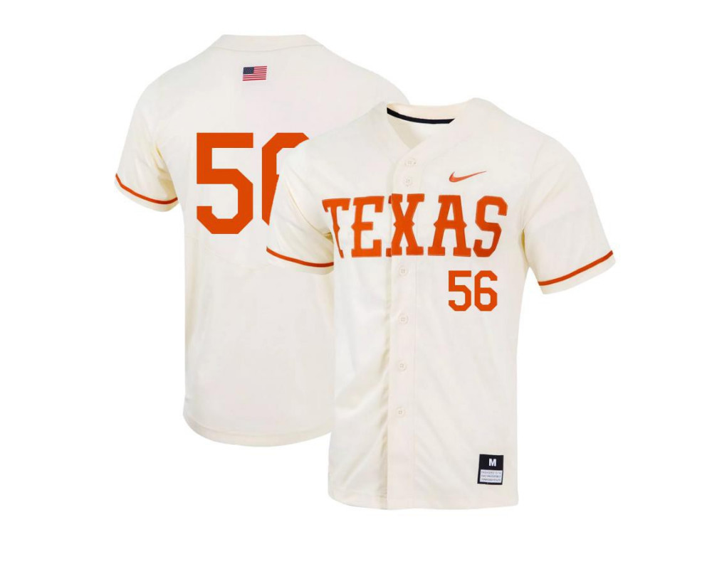 Men's Texas Longhorns #56 Justin Eckhardt Nike Natural College Baseball Game Jersey