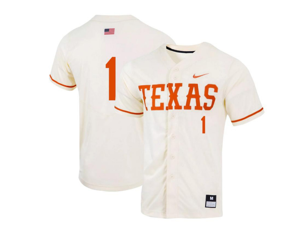 Men's Texas Longhorns #1 Brenden Dixon Nike Natural College Baseball Game Jersey