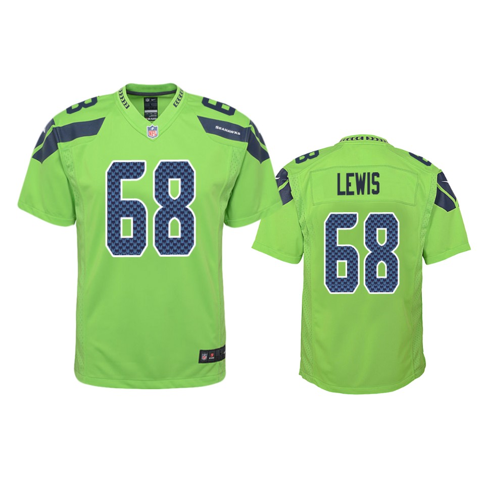 Youth Seattle Seahawks #68 Damien Lewis Nike Neon Green Color Rush Limited Jersey