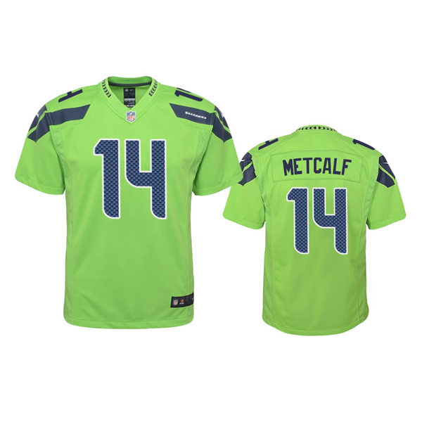 Youth Seattle Seahawks #14 DK Metcalf Nike Neon Green Color Rush Limited Jersey