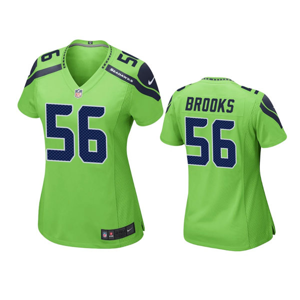 Womens Seattle Seahawks #56 Jordyn Brooks Nike Neon Green Color Rush Limited Jersey