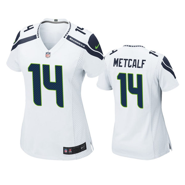 Womens Seattle Seahawks #14 DK Metcalf Nike White Vapor Limited Jersey