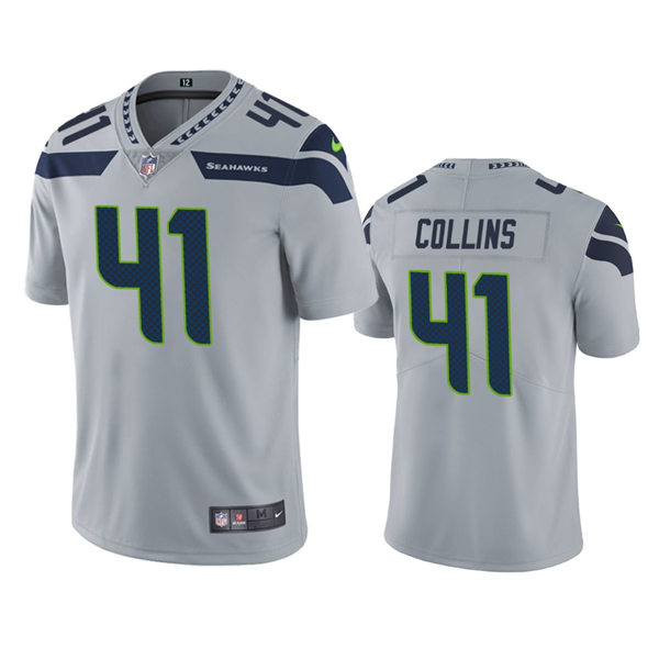 Mens Seattle Seahawks #41 Alex Collins Nike Gray Alternate Vapor Limited Jersey