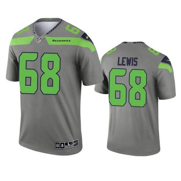 Mens Seattle Seahawks #68 Damien Lewis Nike Grey Inverted Legend Jersey