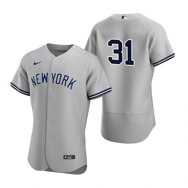Mens New York Yankees #31 Aaron Hicks Nike Grey Road FlexBase Game Jersey