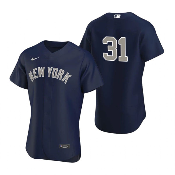 Mens New York Yankees #31 Aaron Hicks Nike Navy Alternate 2nd New York Flex Base Jersey