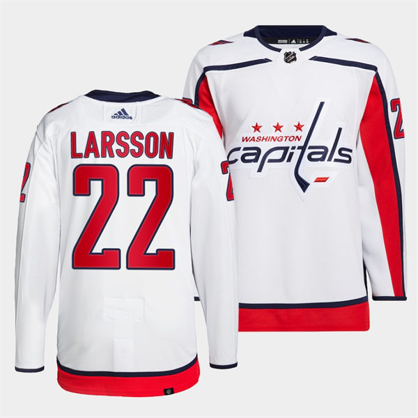 Men's Washington Capitals #22 Johan Larsson adidas Away White Jersey