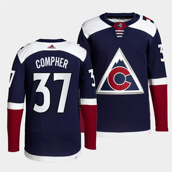 Men's Colorado Avalanche #37 J. T. Compher Navy Alternate Player Jersey