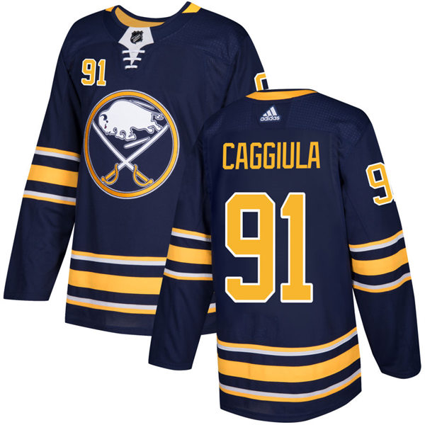 Men's Buffalo Sabres #91 Drake Caggiula adidas Navy Stitched Player Jersey