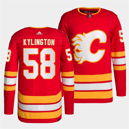 Men's Calgary Flames #58 Oliver Kylington adidas Red Home Player Jersey