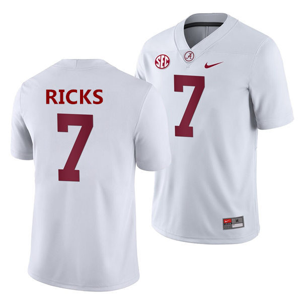 Mens Alabama Crimson Tide #7 Eli Ricks Nike White College Football Game Jersey