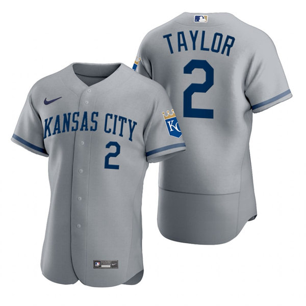 Mens Kansas City Royals #2 Michael A. Taylor Nike 2022 Gray Road FlexBase Player Jersey