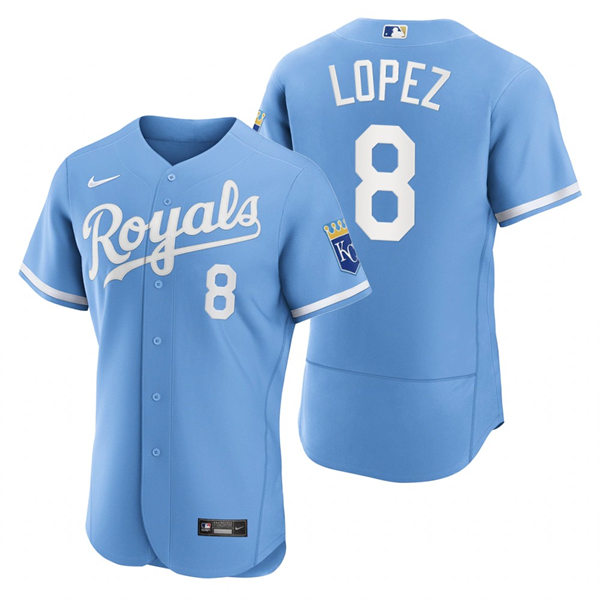 Mens Kansas City Royals #8 Nicky Lopez Nike 2022 Light Blue Alternate FlexBase Player Jersey