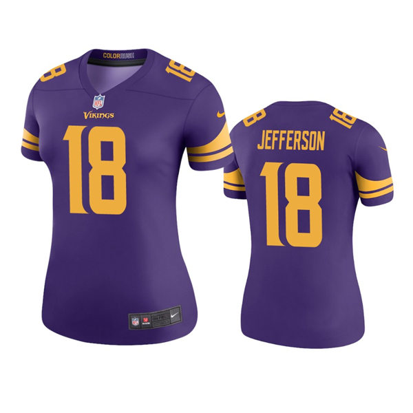 Womens Minnesota Vikings #18 Justin Jefferson Nike Purple Color Rush Limited Jersey