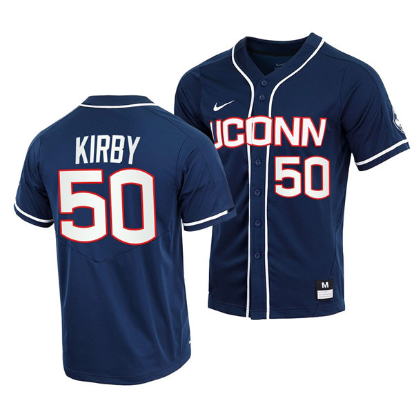 Men's Youth UConn Huskie #50 Devin Kirby College Baseball Game Jersey Nike Navy 