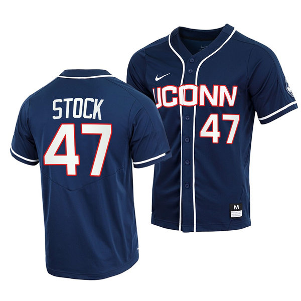 Men's Youth UConn Huskie #47 Erik Stock College Baseball Game Jersey Nike Navy 