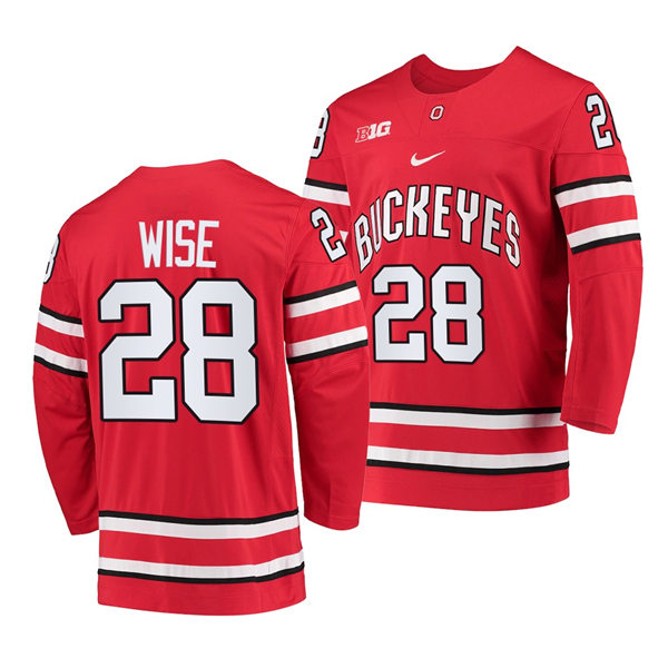 Mens Youth Ohio State Buckeyes #28 Jake Wise Nike Scarlet College Hockey Game Jersey