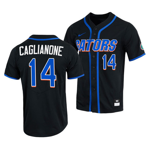 Mens Youth Florida Gators #14 Jac Caglianone Nike 2022 Black With Name Florida College Baseball Jersey