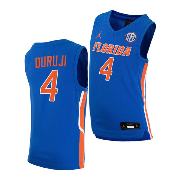 Mens Youth Florida Gators #4 Anthony Duruji 2020 Royal College Basketball Jersey