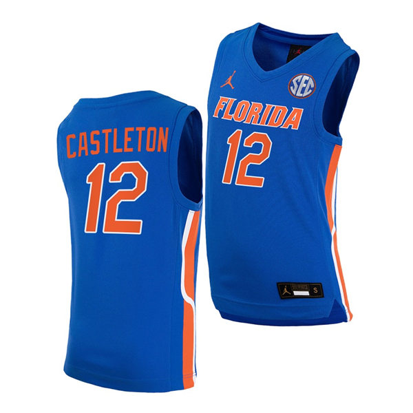 Mens Youth Florida Gators #12 Colin Castleton 2020 Royal College Basketball Jersey