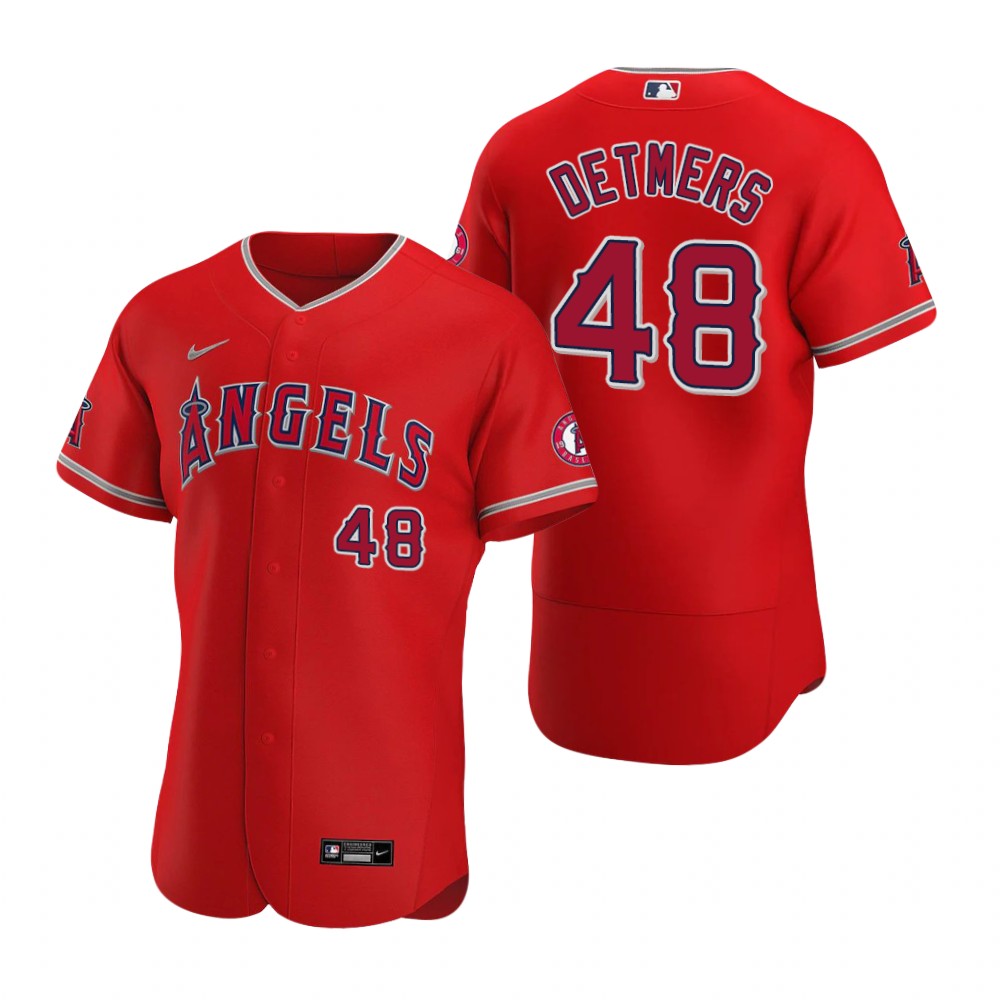 Men's Los Angeles Angels #48 Reid Detmers Scarlet Alternate FlexBase Player Jersey