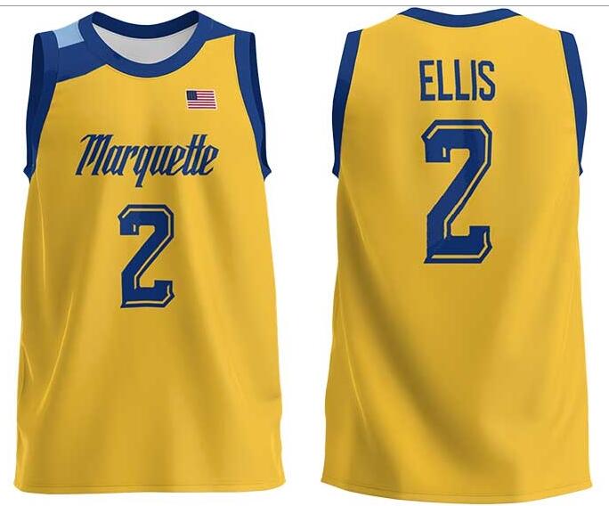 Mens Youth Marquette Golden Eagles #2 Emarion Ellis 2022 Gold College Basketball Game Jersey