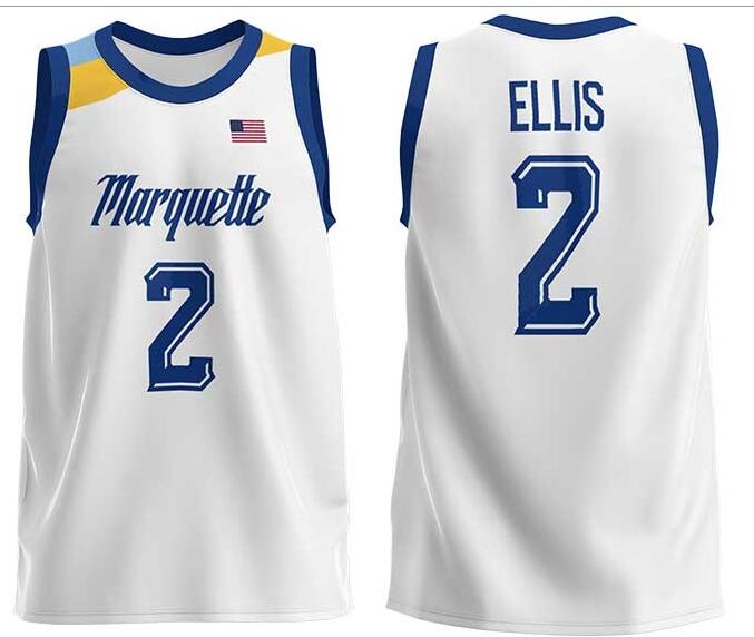 Mens Youth Marquette Golden Eagles #2 Emarion Ellis 2022 College Basketball Game Jersey White