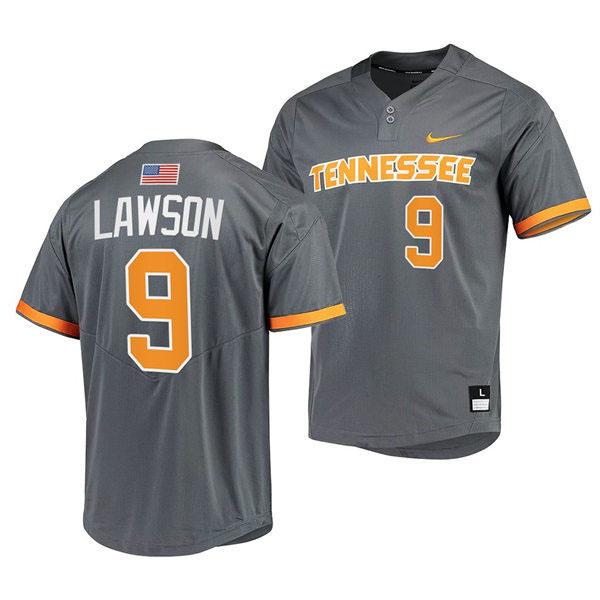 Tennessee Volunteers #9 Cortland Lawson  2022 Diamond Nike Charcoal With Name two-Button Pullover Baseball  Limited Jersey