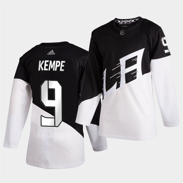 Men's Los Angeles Kings #9 Adrian Kempe Black White 2020 Stadium Series Jersey