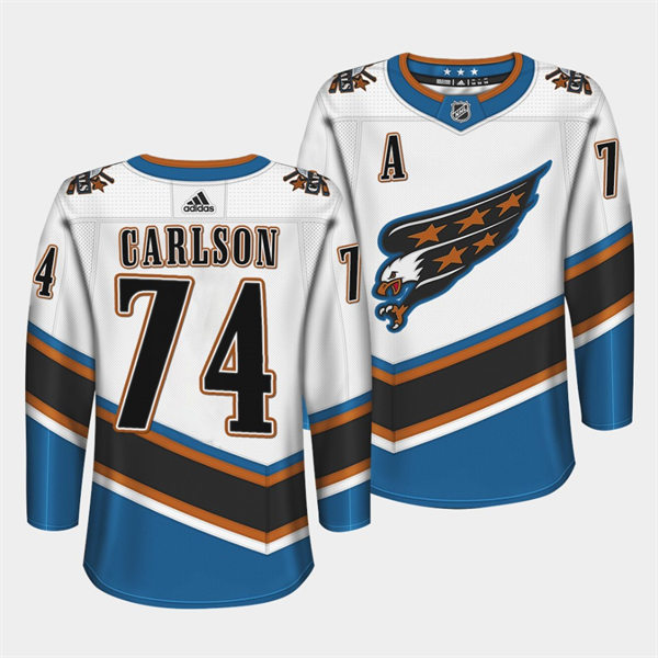 Men's Washington Capitals #74 John Carlson Adidas White Screaming Eagle Retro Jersey