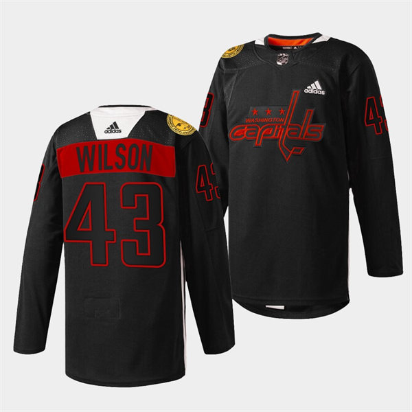 Men's Washington Capitals #43 Tom Wilson 2022 Black History Night special warmup Jersey