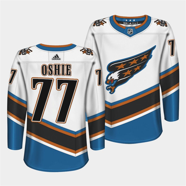 Men's Washington Capitals #77 T.J. Oshie Adidas White Screaming Eagle Retro Jersey
