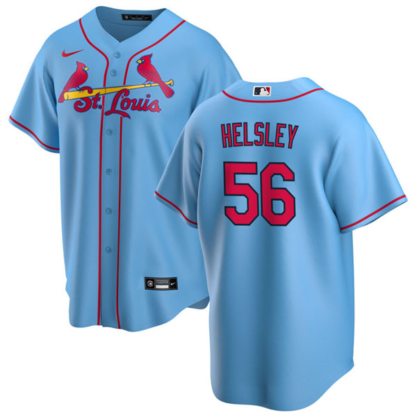 Men's St. Louis Cardinals #56 Ryan Helsley Nike Light Blue Alternate CoolBase Jersey