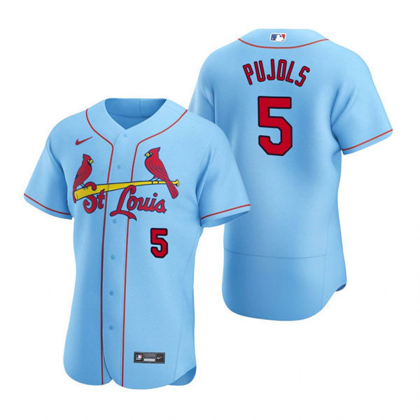 Mens St. Louis Cardinals #5 Albert Pujols Nike Light Blue Alternate Flex Base Jersey