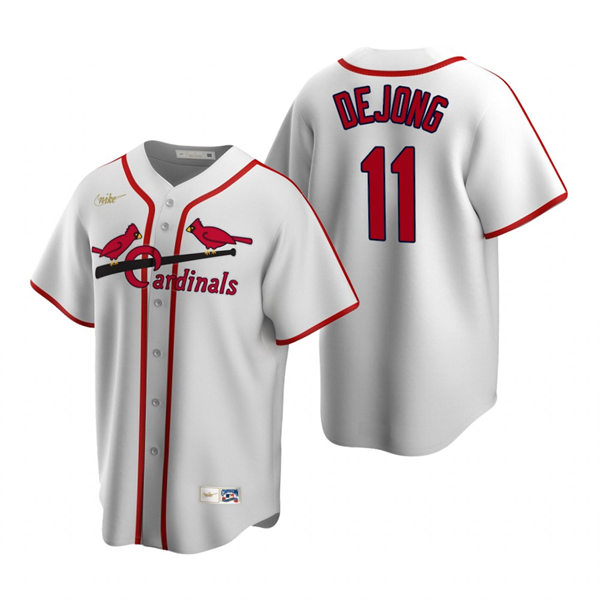 Mens St. Louis Cardinals #11 Paul DeJong Nike White Cooperstown Collection Jersey