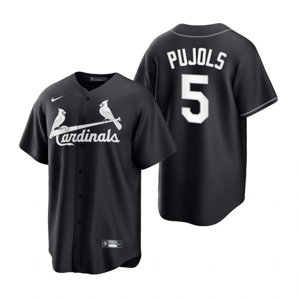 Mens St. Louis Cardinals #5 Albert Pujols  Nike 2021 Black White Fashion Jersey