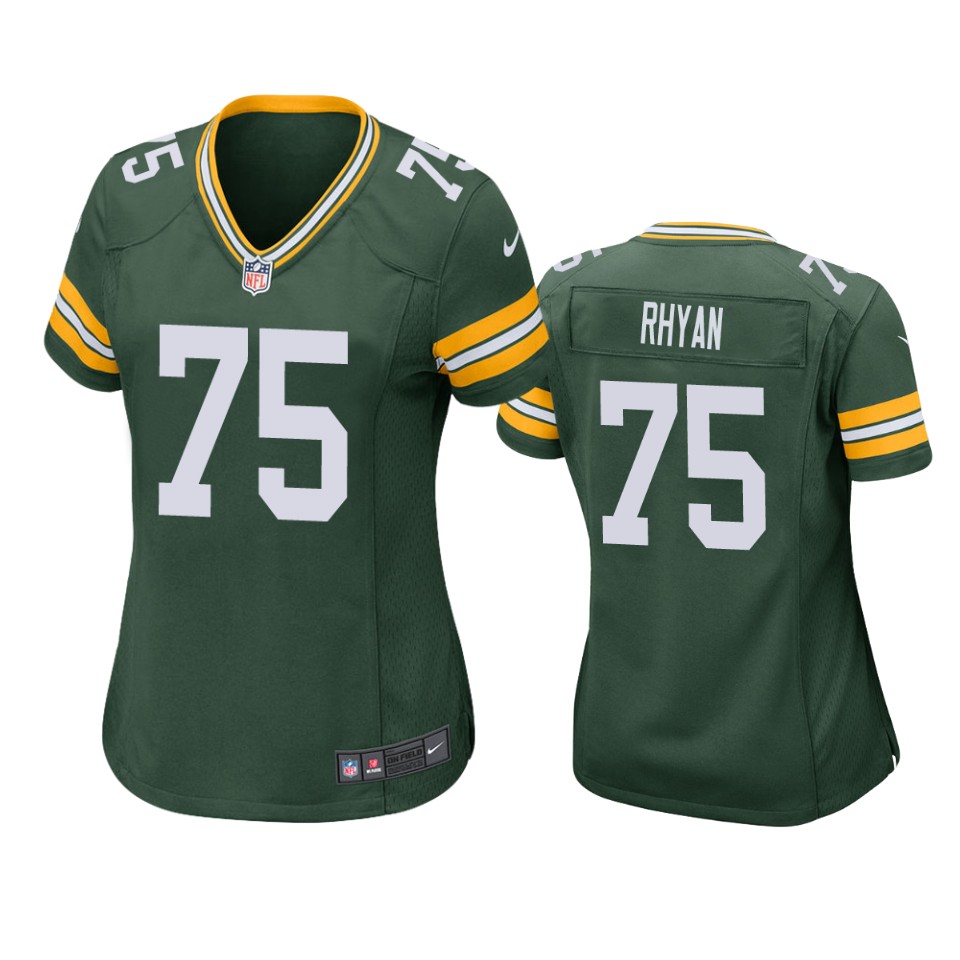 Womens Green Bay Packers #75 Sean Rhyan Green Vapor Limited Jersey