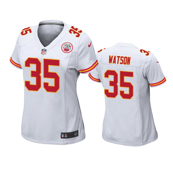 Womens Kansas City Chiefs #35 Jaylen Watson White Stitched Limited Jersey