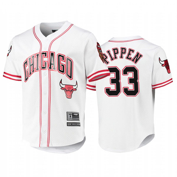Mens Chicago Bulls #33 Scottie Pippen White Pro Standard Capsule Baseball Jersey 