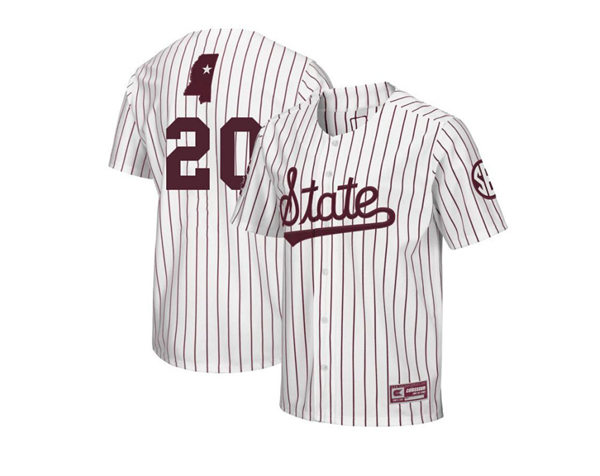 Mens Youth Mississippi State Bulldogs #20 Luke Hancock Adidas White Pinstripe State College Baseball Game Jersey
