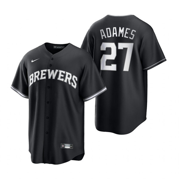 Mens Milwaukee Brewers #27 Willy Adames Nike 2022 Black Collection Jersey