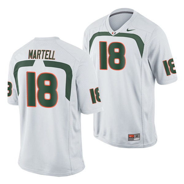 Mens Miami Hurricanes #18 Tate Martell Nike White College Throwback Football Jersey