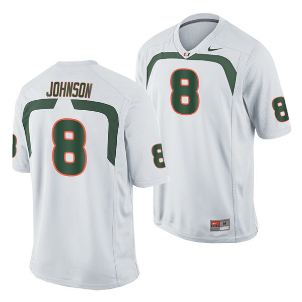 Mens Miami Hurricanes #8 Duke Johnson Nike White College Throwback Football Jersey