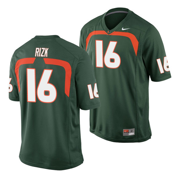 Mens Miami Hurricanes #16 Ryan Rizk Nike Green College Throwback Football Jersey