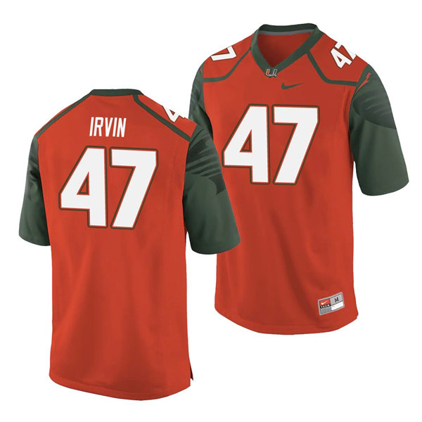 Mens Miami Hurricanes #47 Michael Irvin Nike Orange Limited Throwback Football Jersey