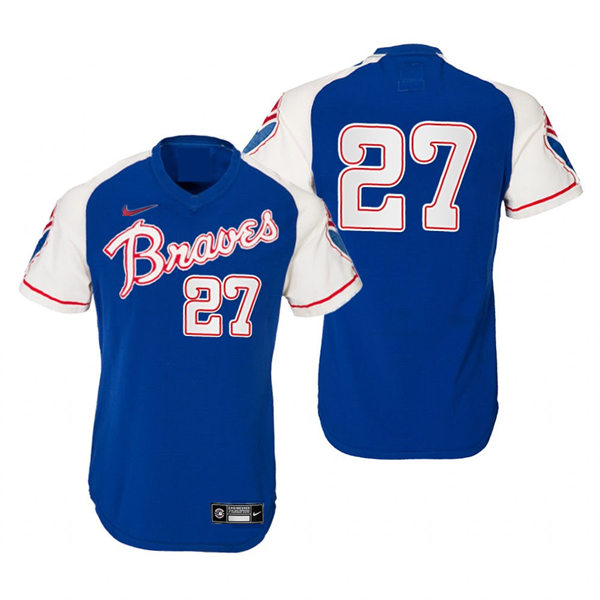 Mens Atlanta Braves #27 Fred McGriff Nike Royal Pullover Cooperstown Retro Jersey