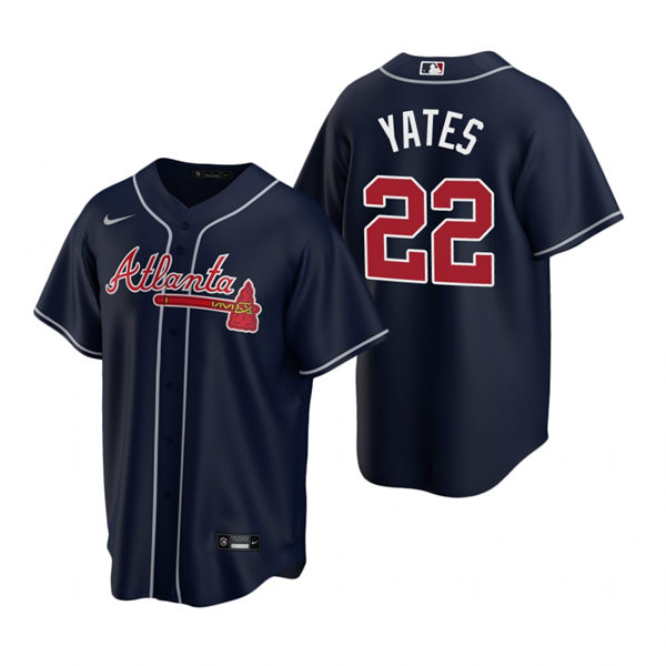 Mens Atlanta Braves #22 Kirby Yates Navy Alternate Stitched CoolBase Jersey