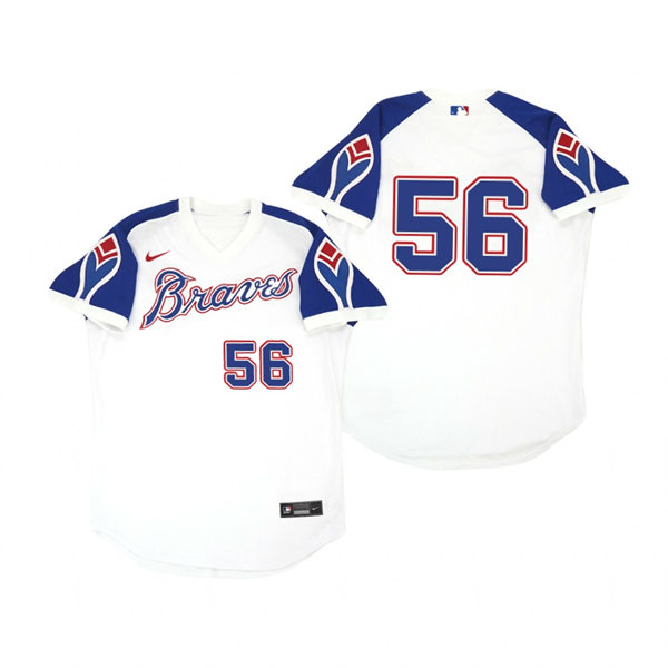 Mens Atlanta Braves #56 Darren O'Day Nike White Pullover Cooperstown Jersey