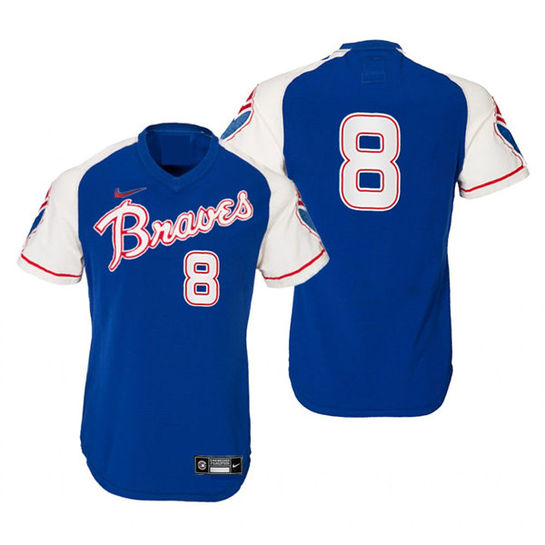 Mens Atlanta Braves #8 Eddie Rosario Royal Nike Royal Pullover Cooperstown Retro Jersey