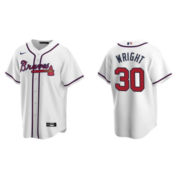 Mens Atlanta Braves #30 Kyle Wright Home White Stitched CoolBase Jersey